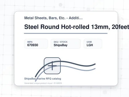 Steel Round Hot-rolled 13mm, 20feet - Metal Sheets, Bars, Etc. - Additional Items - IMPA 670930 - UOM LGH