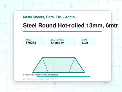 Steel Round Hot-rolled 13mm, 6mtr - Metal Sheets, Bars, Etc. - Additional Items - IMPA 670273 - UOM LGH