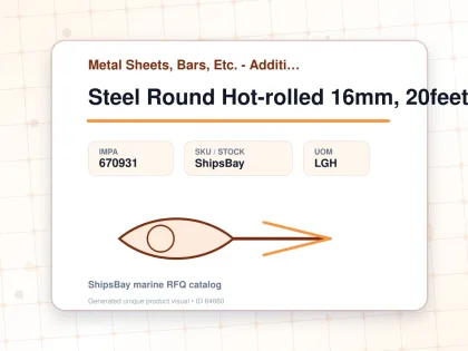 Steel Round Hot-rolled 16mm, 20feet - Metal Sheets, Bars, Etc. - Additional Items - IMPA 670931 - UOM LGH
