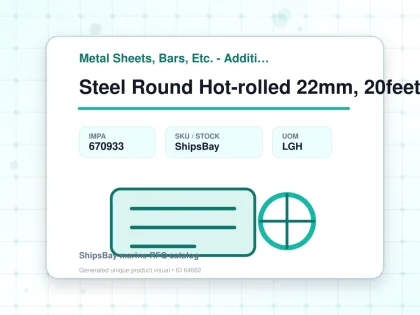 Steel Round Hot-rolled 22mm, 20feet - Metal Sheets, Bars, Etc. - Additional Items - IMPA 670933 - UOM LGH