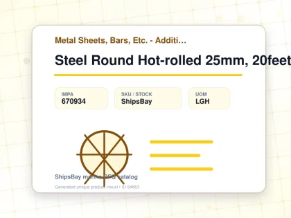 Steel Round Hot-rolled 25mm, 20feet - Metal Sheets, Bars, Etc. - Additional Items - IMPA 670934 - UOM LGH