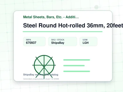 Steel Round Hot-rolled 36mm, 20feet - Metal Sheets, Bars, Etc. - Additional Items - IMPA 670937 - UOM LGH