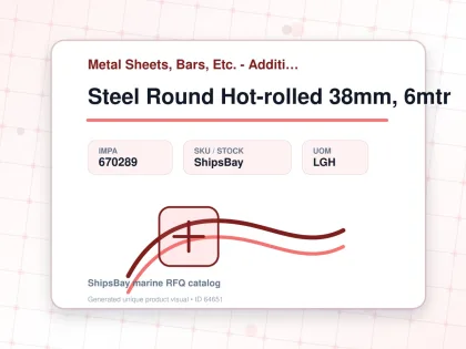 Steel Round Hot-rolled 38mm, 6mtr - Metal Sheets, Bars, Etc. - Additional Items - IMPA 670289 - UOM LGH