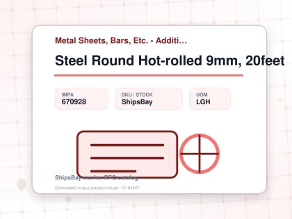 Steel Round Hot-rolled 9mm, 20feet - Metal Sheets, Bars, Etc. - Additional Items - IMPA 670928 - UOM LGH