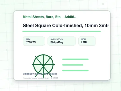 Steel Square Cold-finished, 10mm 3mtr - Metal Sheets, Bars, Etc. - Additional Items - IMPA 670223 - UOM LGH