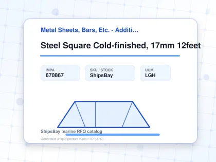 Steel Square Cold-finished, 17mm 12feet - Metal Sheets, Bars, Etc. - Additional Items - IMPA 670867 - UOM LGH