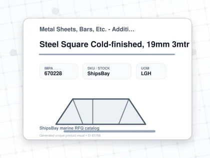 Steel Square Cold-finished, 19mm 3mtr - Metal Sheets, Bars, Etc. - Additional Items - IMPA 670228 - UOM LGH