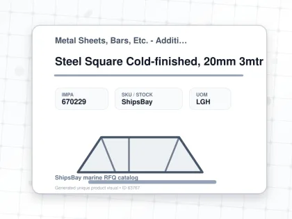 Steel Square Cold-finished, 20mm 3mtr - Metal Sheets, Bars, Etc. - Additional Items - IMPA 670229 - UOM LGH
