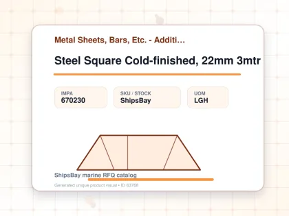 Steel Square Cold-finished, 22mm 3mtr - Metal Sheets, Bars, Etc. - Additional Items - IMPA 670230 - UOM LGH