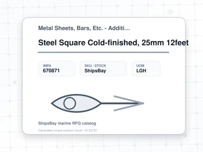 Steel Square Cold-finished, 25mm 12feet - Metal Sheets, Bars, Etc. - Additional Items - IMPA 670871 - UOM LGH
