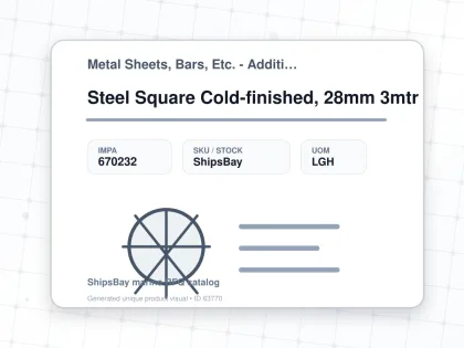 Steel Square Cold-finished, 28mm 3mtr - Metal Sheets, Bars, Etc. - Additional Items - IMPA 670232 - UOM LGH