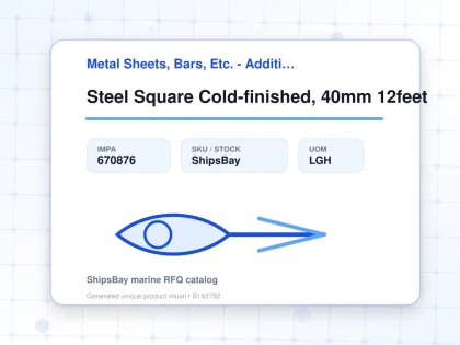 Steel Square Cold-finished, 40mm 12feet - Metal Sheets, Bars, Etc. - Additional Items - IMPA 670876 - UOM LGH