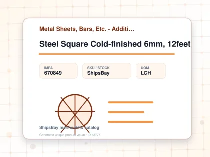 Steel Square Cold-finished 6mm, 12feet - Metal Sheets, Bars, Etc. - Additional Items - IMPA 670849 - UOM LGH