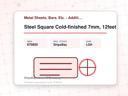 Steel Square Cold-finished 7mm, 12feet - Metal Sheets, Bars, Etc. - Additional Items - IMPA 670850 - UOM LGH