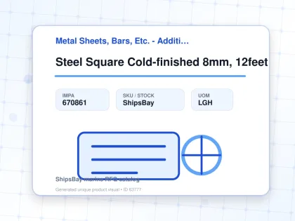 Steel Square Cold-finished 8mm, 12feet - Metal Sheets, Bars, Etc. - Additional Items - IMPA 670861 - UOM LGH