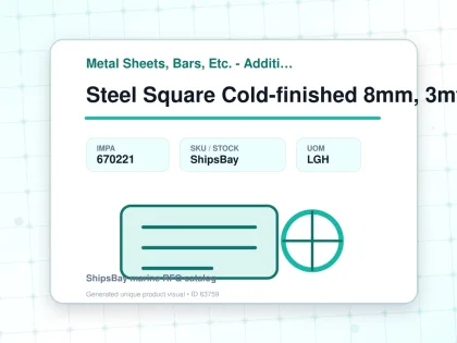 Steel Square Cold-finished 8mm, 3mtr - Metal Sheets, Bars, Etc. - Additional Items - IMPA 670221 - UOM LGH