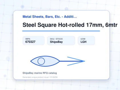 Steel Square Hot-rolled 17mm, 6mtr - Metal Sheets, Bars, Etc. - Additional Items - IMPA 670327 - UOM LGH