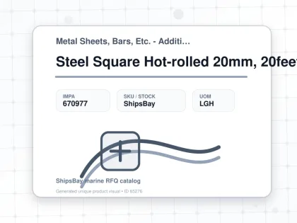 Steel Square Hot-rolled 20mm, 20feet - Metal Sheets, Bars, Etc. - Additional Items - IMPA 670977 - UOM LGH
