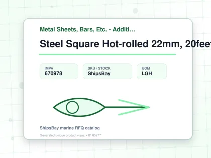 Steel Square Hot-rolled 22mm, 20feet - Metal Sheets, Bars, Etc. - Additional Items - IMPA 670978 - UOM LGH
