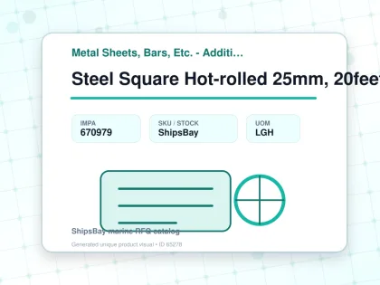 Steel Square Hot-rolled 25mm, 20feet - Metal Sheets, Bars, Etc. - Additional Items - IMPA 670979 - UOM LGH
