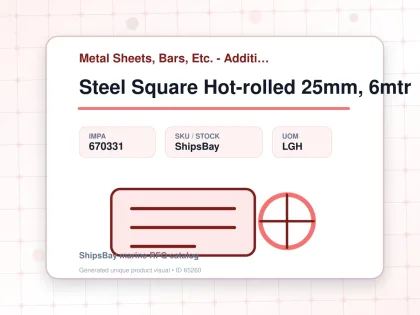 Steel Square Hot-rolled 25mm, 6mtr - Metal Sheets, Bars, Etc. - Additional Items - IMPA 670331 - UOM LGH