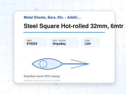Steel Square Hot-rolled 32mm, 6mtr - Metal Sheets, Bars, Etc. - Additional Items - IMPA 670334 - UOM LGH