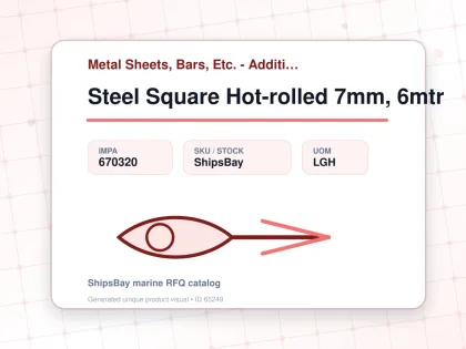 Steel Square Hot-rolled 7mm, 6mtr - Metal Sheets, Bars, Etc. - Additional Items - IMPA 670320 - UOM LGH
