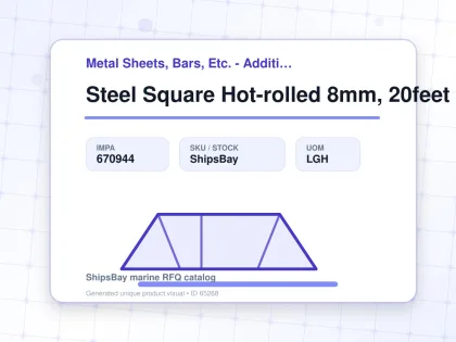 Steel Square Hot-rolled 8mm, 20feet - Metal Sheets, Bars, Etc. - Additional Items - IMPA 670944 - UOM LGH