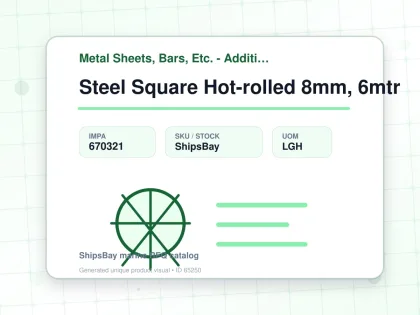 Steel Square Hot-rolled 8mm, 6mtr - Metal Sheets, Bars, Etc. - Additional Items - IMPA 670321 - UOM LGH