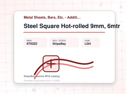 Steel Square Hot-rolled 9mm, 6mtr - Metal Sheets, Bars, Etc. - Additional Items - IMPA 670322 - UOM LGH