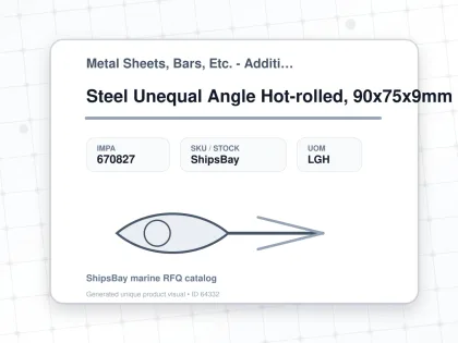 Steel Unequal Angle Hot-rolled, 90x75x9mm 6mtr - Metal Sheets, Bars, Etc. - Additional Items - IMPA 670827 - UOM LGH