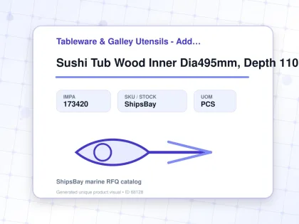 Sushi Tub Wood Inner Dia495mm, Depth 110mm 5.4ltr - Tableware & Galley Utensils - Additional Items - IMPA 173420 - UOM PCS
