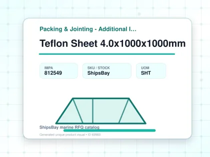 Teflon Sheet 4.0x1000x1000mm - Packing & Jointing - Additional Items - IMPA 812549 - UOM SHT