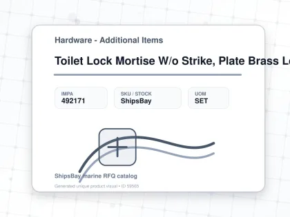 Toilet Lock Mortise W/o Strike, Plate Brass Left Hand #3596 - Hardware - Additional Items - IMPA 492171 - UOM SET