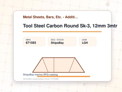 Tool Steel Carbon Round Sk-3, 12mm 3mtr - Metal Sheets, Bars, Etc. - Additional Items - IMPA 671593 - UOM LGH