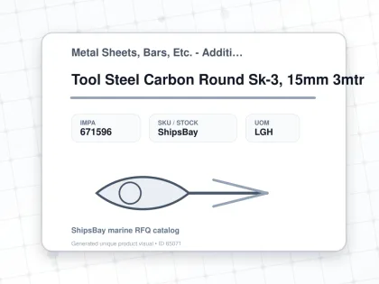 Tool Steel Carbon Round Sk-3, 15mm 3mtr - Metal Sheets, Bars, Etc. - Additional Items - IMPA 671596 - UOM LGH
