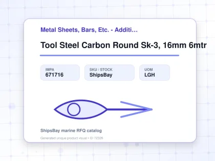 Tool Steel Carbon Round Sk-3, 16mm 6mtr - Metal Sheets, Bars, Etc. - Additional Items - IMPA 671716 - UOM LGH