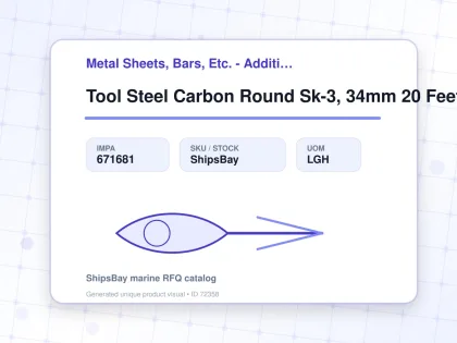 Tool Steel Carbon Round Sk-3, 34mm 20 Feet - Metal Sheets, Bars, Etc. - Additional Items - IMPA 671681 - UOM LGH