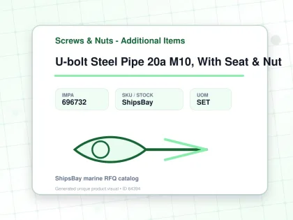 U-bolt Steel Pipe 20a M10, With Seat & Nut - Screws & Nuts - Additional Items - IMPA 696732 - UOM SET