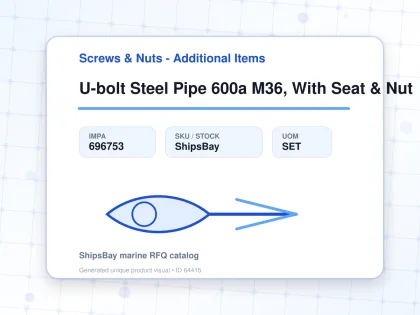 U-bolt Steel Pipe 600a M36, With Seat & Nut - Screws & Nuts - Additional Items - IMPA 696753 - UOM SET