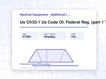 Us Cfr33-1 Us Code Of, Federal Reg. (part 1 To 124) - Nautical Equipment - Additional Items - IMPA 371801 - UOM VOL