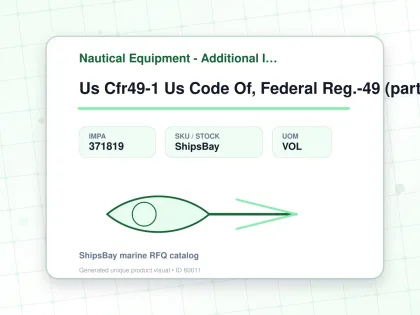 Us Cfr49-1 Us Code Of, Federal Reg.-49 (part 1 To 99) - Nautical Equipment - Additional Items - IMPA 371819 - UOM VOL