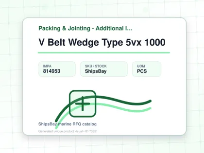 V Belt Wedge Type 5vx 1000 - Packing & Jointing - Additional Items - IMPA 814953 - UOM PCS
