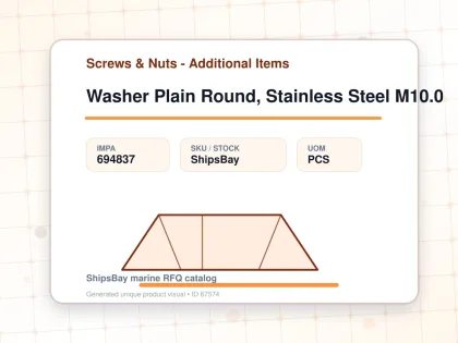 Washer Plain Round, Stainless Steel M10.0 - Screws & Nuts - Additional Items - IMPA 694837 - UOM PCS
