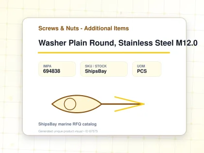 Washer Plain Round, Stainless Steel M12.0 - Screws & Nuts - Additional Items - IMPA 694838 - UOM PCS