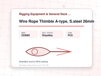 Wire Rope Thimble A-type, S.steel 26mm - Rigging Equipment & General Deck Items - Additional Items - IMPA 233682 - UOM PCS