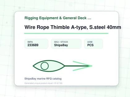 Wire Rope Thimble A-type, S.steel 40mm - Rigging Equipment & General Deck Items - Additional Items - IMPA 233689 - UOM PCS