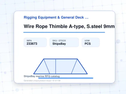 Wire Rope Thimble A-type, S.steel 9mm - Rigging Equipment & General Deck Items - Additional Items - IMPA 233673 - UOM PCS