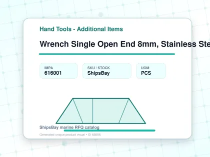 Wrench Single Open End 8mm, Stainless Steel - Hand Tools - Additional Items - IMPA 616001 - UOM PCS