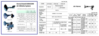 Air Horn, Hull Length 75 ~200 Mtr, 165 Hz, 138 Db, Dc24V